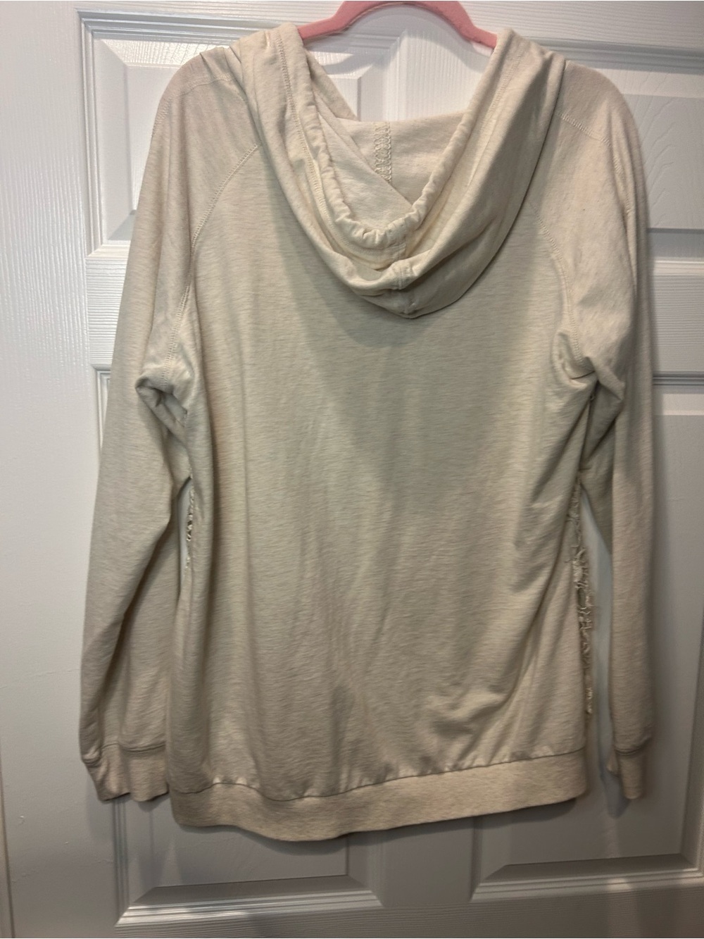 Cream Crochet Lace Hoodie Women’s Boho Romantic Cottagecore Pullover Sweatshirt - Picture 6 of 6